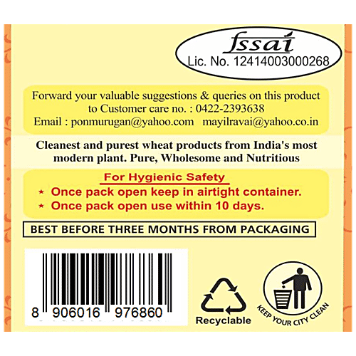 Mayil Mark Whole Wheat Chakki Fresh Atta - No Maida, Pure, 1 kg Pouch