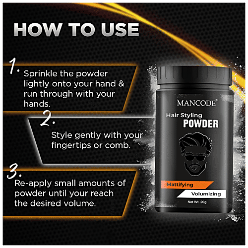 Mancode Hair Styling Powder - Mattifying & Volumizing, For Men, 20 g  