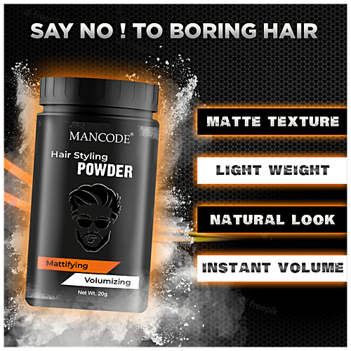 Mancode Hair Styling Powder - Mattifying & Volumizing, For Men, 20 g  