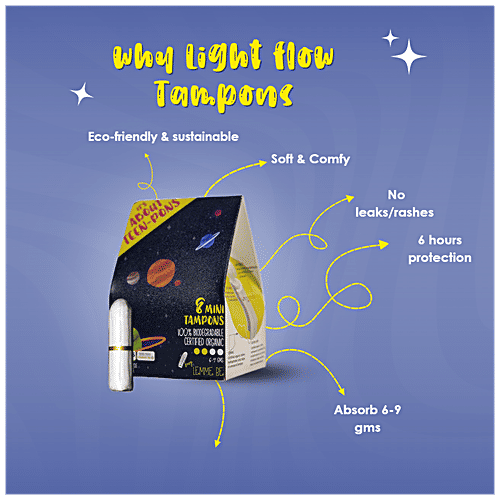 Buy Lemme Be Light Flow Mini Tampons 100 Cotton Certified