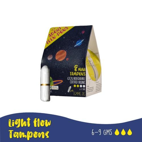 Lemme Be Light Flow Mini Tampons - 100% Cotton Certified Biodegradable, 8  pcs