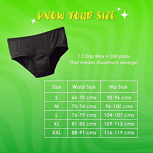 Lemme Be Period Panties - For Women, Small, Black, Reusable, Holds Upto 120 ml Capacity, Leak Proof, 1 pc  