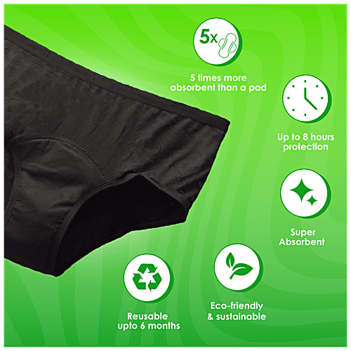 Lemme Be Period Panties - Z Drip Max, Medium, Black, Reusable, Leak Proof, Bamboo Fiber, 1 pc  