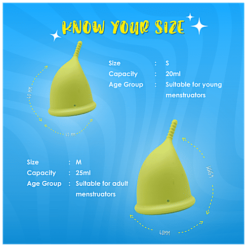 Lemme Be Z Cup Reusable Menstrual Cup - Small Size, Lemon Yellow, Ultra Soft & Rash Free, 1 pc
