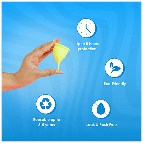Lemme Be Z Cup Reusable Menstrual Cup - Small Size, Lemon Yellow, Ultra Soft & Rash Free, 1 pc