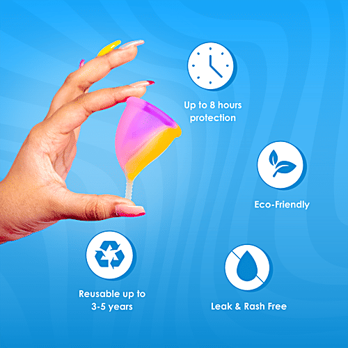 Lemme Be Z Cup Reusable Menstrual Cup - Medium, Assorted Colour, Soft & Rash Free, 1 pc