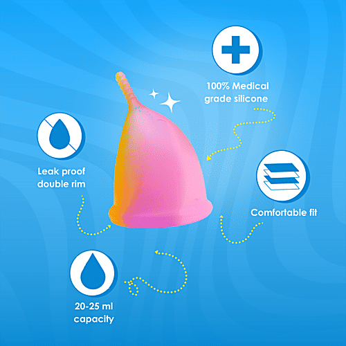 Lemme Be Z Cup Reusable Menstrual Cup - Medium, Assorted Colour, Soft & Rash Free, 1 pc