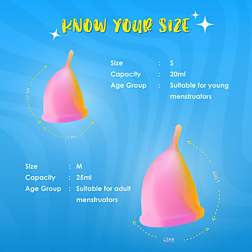 Lemme Be Z Cup Reusable Menstrual Cup - Medium, Assorted Colour, Soft & Rash Free, 1 pc