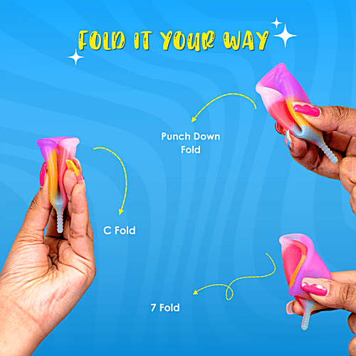 Lemme Be Z Cup Reusable Menstrual Cup - Medium, Assorted Colour, Soft & Rash Free, 1 pc