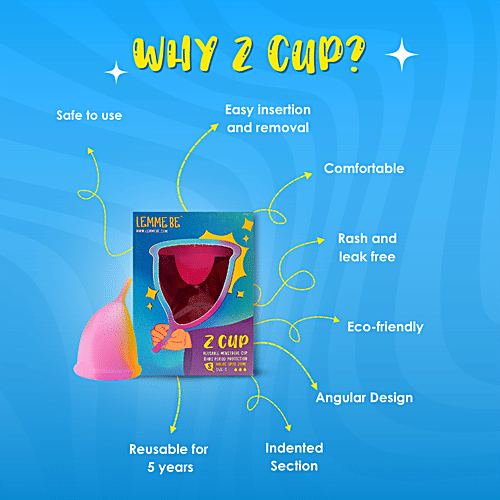 Lemme Be Z Cup Reusable Menstrual Cup - Medium, Assorted Colour, Soft & Rash Free, 1 pc