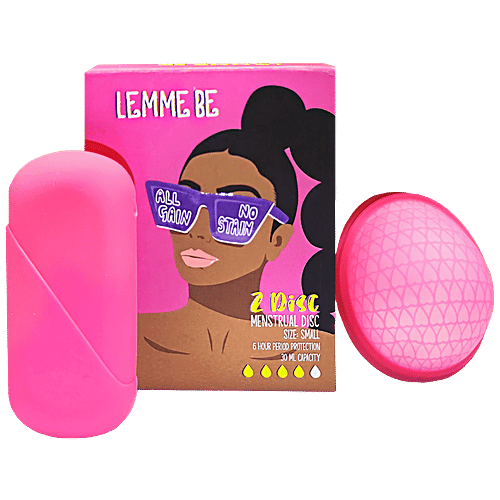 Lemme Be Reusable Menstrual Cup Disc - With A Soft Pouch, Small, Pink, Rash Free, 1 pc  