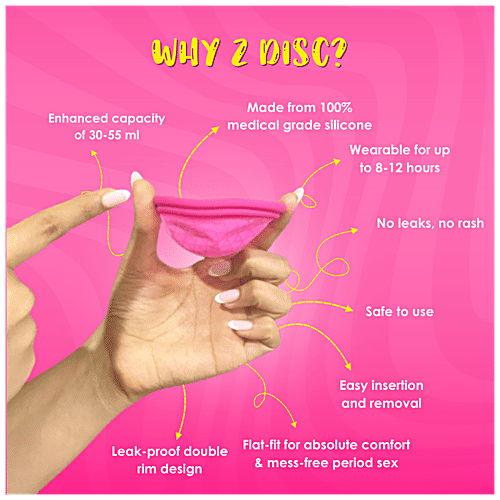 Lemme Be Reusable Menstrual Cup Disc - With A Soft Pouch, Small, Pink, Rash Free, 1 pc  