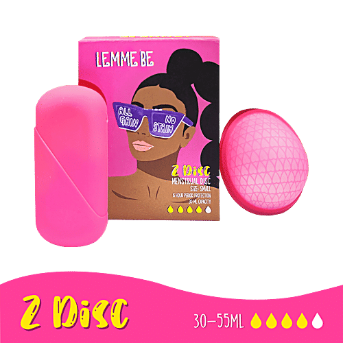 Lemme Be Reusable Menstrual Cup Disc - With A Soft Pouch, Small, Pink, Rash Free, 1 pc  