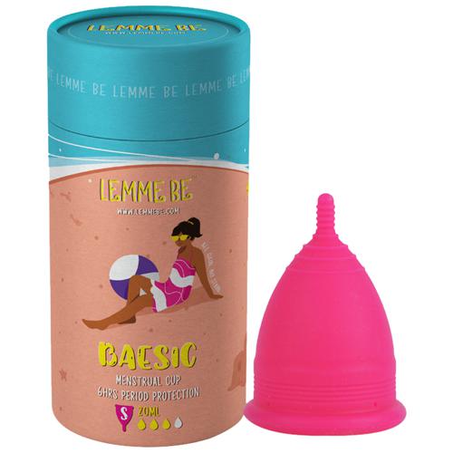 Lemme Be Reusable Menstrual Cup -  Baesic, Small, Pink, No Leakage, Protection Up to 6-8 Hours, 1 pc  