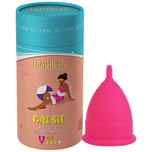 Lemme Be Reusable Menstrual Cup -  Baesic, Small, Pink, No Leakage, Protection Up to 6-8 Hours, 1 pc  