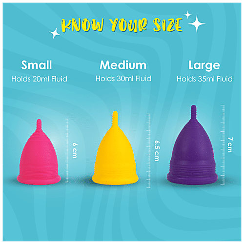Buy Lemme Be Reusable Menstrual Cup Medium Size, Yellow, No Leakage