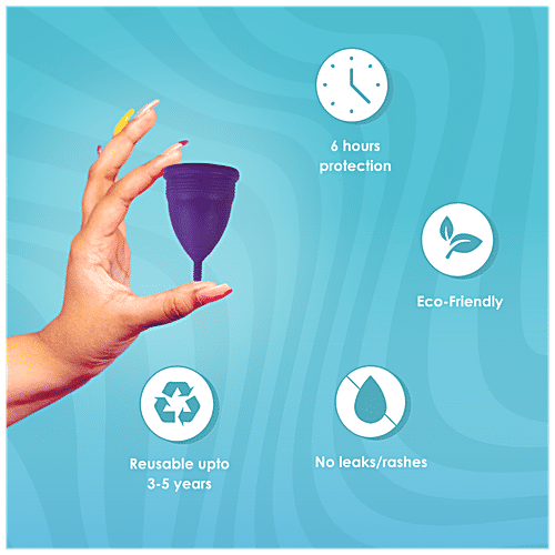 Buy Lemme Be Reusable Menstrual Cup Medium Size, Yellow, No Leakage