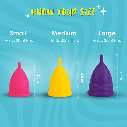 Lemme Be Reusable Menstrual Cup - Baesic, Large, Purple, No Leakage, Protection Up to 6-8 Hours, 1 pc