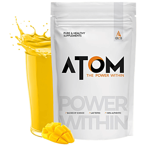 As-It-Is Nutrition ATOM Beginners Whey Protein - Increases Muscle & Body Strength, Mango Flavour, 1 kg  