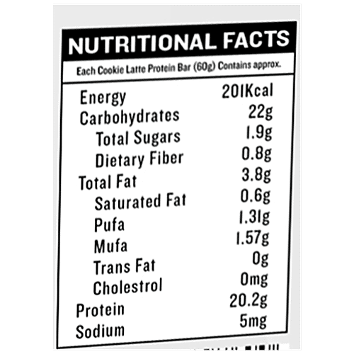 As-It-Is Nutrition High Protein Bar - Whey Protein Concentrate, Zero Added Sugar, Cookie Latte, 60 g (Pack of 6) 