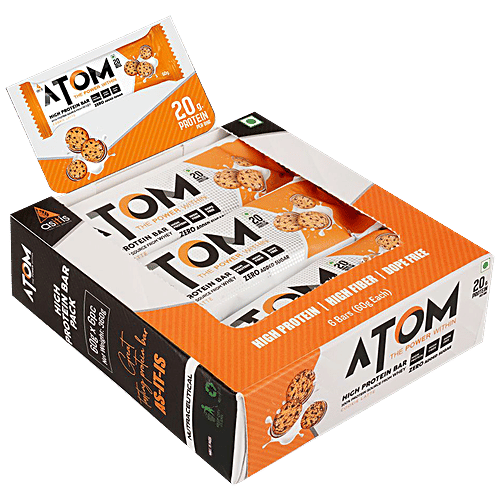 As-It-Is Nutrition High Protein Bar - Whey Protein Concentrate, Zero Added Sugar, Cookie Latte, 60 g (Pack of 6) 