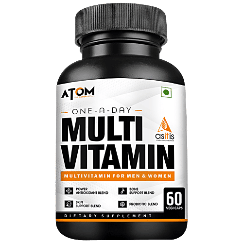 As-It-Is Nutrition ATOM Multivitamin Capsules - For Men & Women, Supports Bone & Skin Health, 60 pcs  