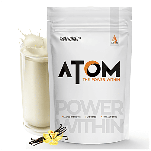 As-It-Is Nutrition ATOM Whey Protein - With Digestive Enzymes, No Added Sugar, French Vanilla, 1 kg  