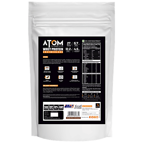 As-It-Is Nutrition ATOM Whey Protein - With Digestive Enzymes, No Added Sugar, Double Rich Chocolate, 2 kg  