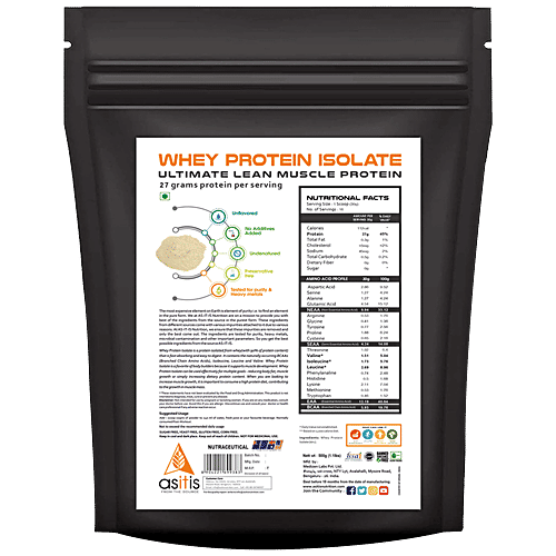 As-It-Is Nutrition Whey Protein Isolate - Ultimate Lean Muscle Protein, Preservative Free, Unflavoured, 500 g  