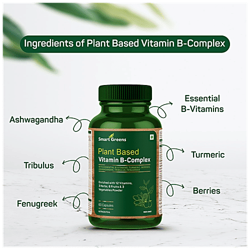 Smart Greens Plant Based Vitamin B-Complex Capsules - Boosts Energy, Improves Digestion, 60 pcs