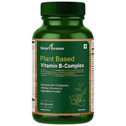 Smart Greens Plant Based Vitamin B-Complex Capsules - Boosts Energy, Improves Digestion, 60 pcs