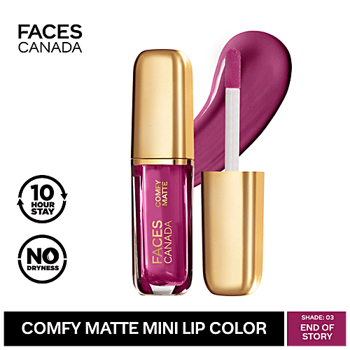 Faces Canada Comfy Matte Lip Color - Long-Lasting, No Dryness, Alcohol Free, 1.2 ml End Of Story 03