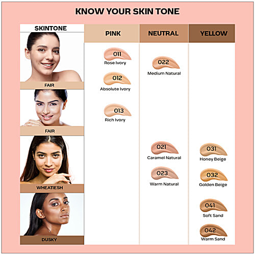 Faces Canada All Day Hydra 3-In-1 Matte Foundation - SPF 30, Alcohol Free, 25 ml Medium Natural 022 