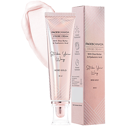 Faces Canada Strobe Cream - With Hyaluronic Acid & Shea Butter, Alcohol-Free, 30 ml Rose Gold 