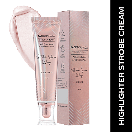 Faces Canada Strobe Cream - With Hyaluronic Acid & Shea Butter, Alcohol-Free, 30 ml Rose Gold 