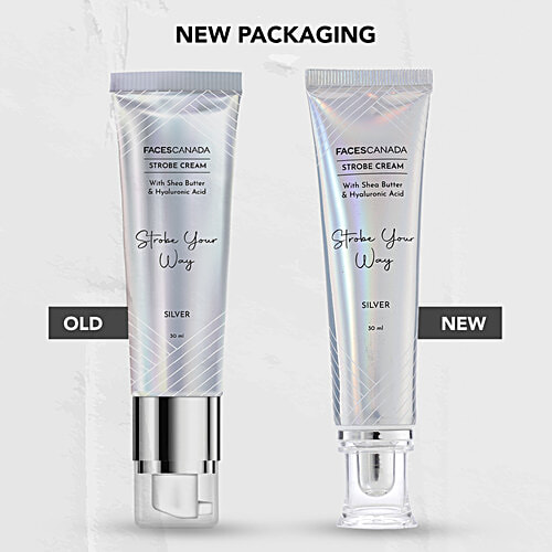 Faces Canada Strobe Cream - With Hyaluronic Acid & Shea Butter, Alcohol-Free, 30 ml Silver 