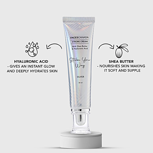 Faces Canada Strobe Cream - With Hyaluronic Acid & Shea Butter, Alcohol-Free, 30 ml Silver 