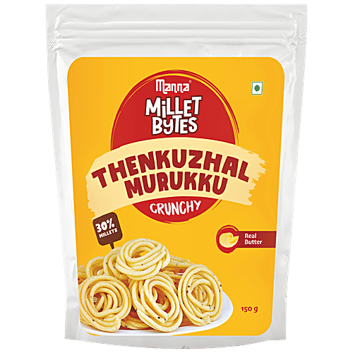 Buy Manna Millet Bytes Thenkuzhal Murukku With Real Butter, Crunchy
