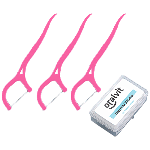 Buy Oralvit Dental Floss, Toothpicks For Teeth Cleaning Fresh Breath Healthy Gums Online at