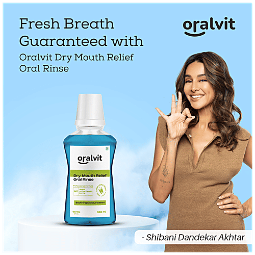 Oralvit Dry Mouth Relief Oral Rinse - Prevents Bad Breath, No Alcohol, Burning Or Artificial Flavour, Gentle Mint, 300 ml  
