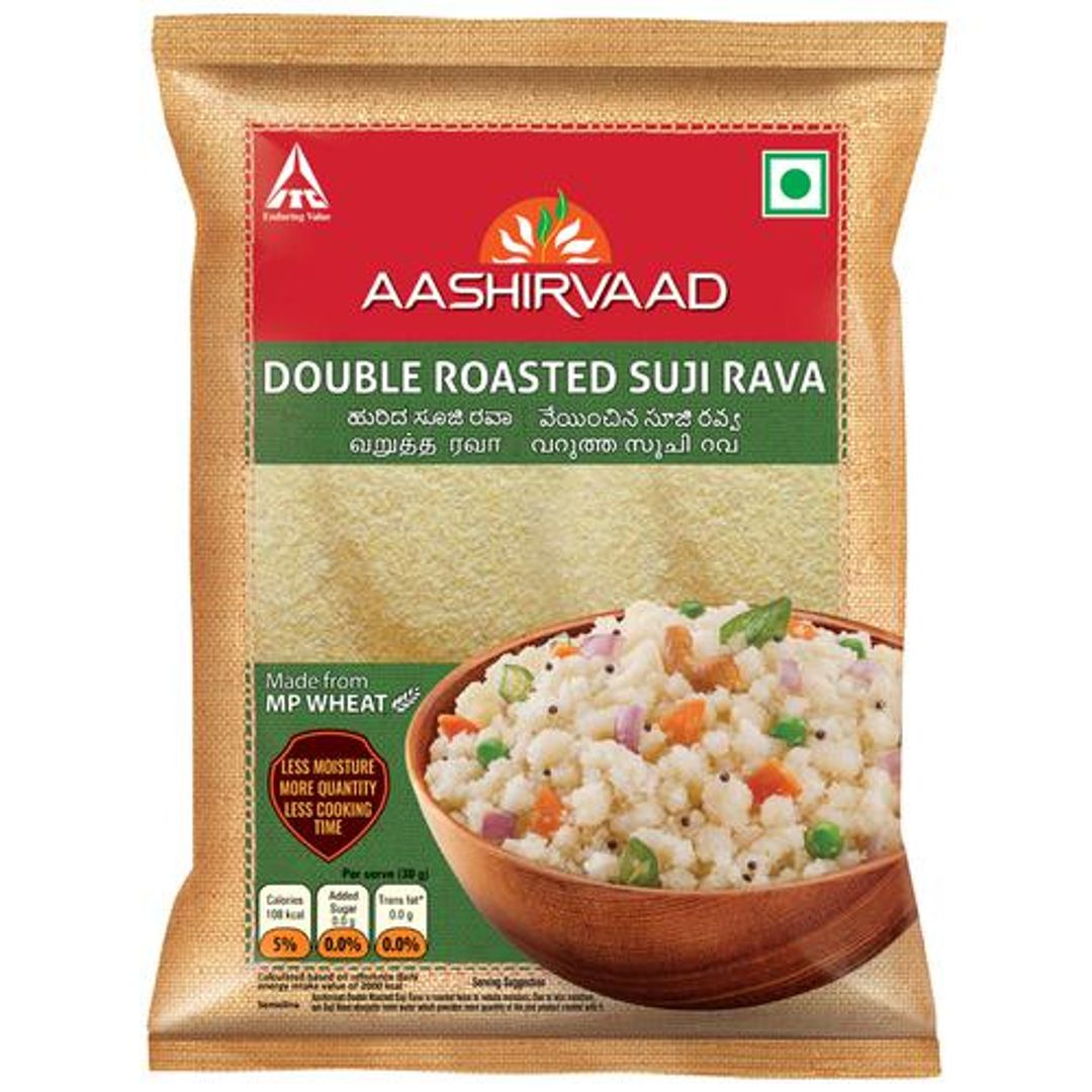 Aashirvaad Double Roasted Suji Rava - Less Moisture, More Quantity, Made From MP Wheat, 500 g 