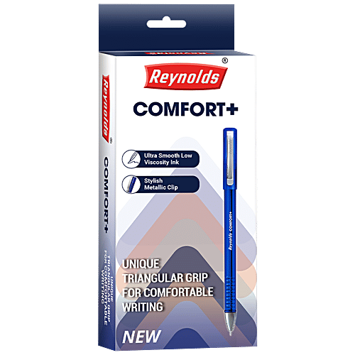 Reynolds Comfort+ Ball Pen - Blue, CT Hanger, For Comfortable Writing, 10 pcs  