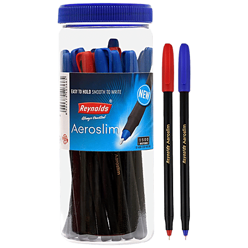 Buy Reynolds Aeroslim Ball Pen Blue, Black & Red, Smooth To Write