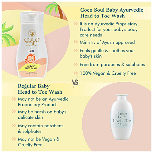 Coco Soul Baby Ayurvedic Head To Toe Wash - Nourishing, 200 ml