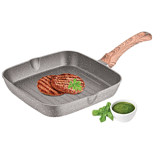 Buy Echt Non Stick Grill Pan Aluminium Granite Finish, Grey, Square