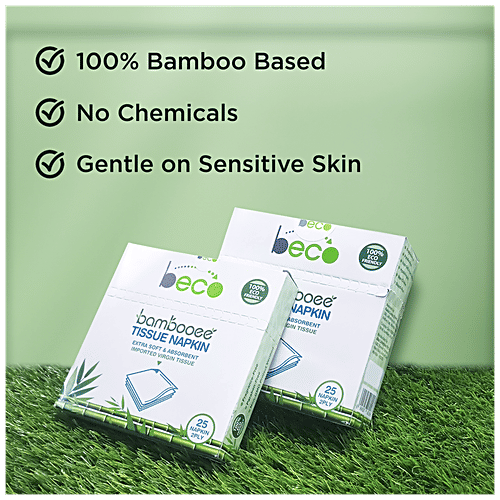 Beco Banbooee Tissue Napkins - 2 Ply, 50 pcs (Pack of 3) 