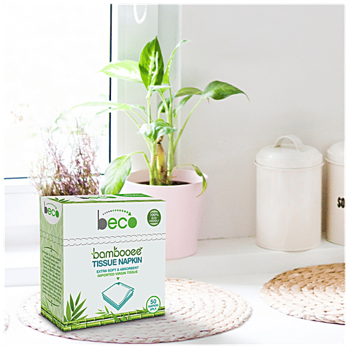 Beco Banbooee Tissue Napkins - 2 Ply, 50 pcs (Pack of 3) 