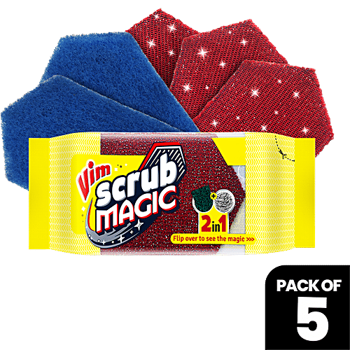 Buy Vim Scrub Magic Nonwoven & Steel Knitted Scrub Pads, Removes