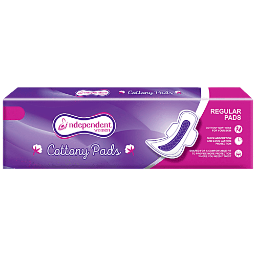 INDEPENDENT WOMEN Cottony Sanitary Pads - Provides Long-Lasting Protection, Prevents Leakage, XL, 6 pcs