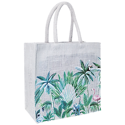 Buy Earthbags Lunch Bag/Gift Bag Jute, White, Printed, With Padded Handles Online at Best